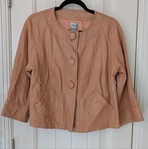 Tan Quarter Sleeve Leather Jacket L